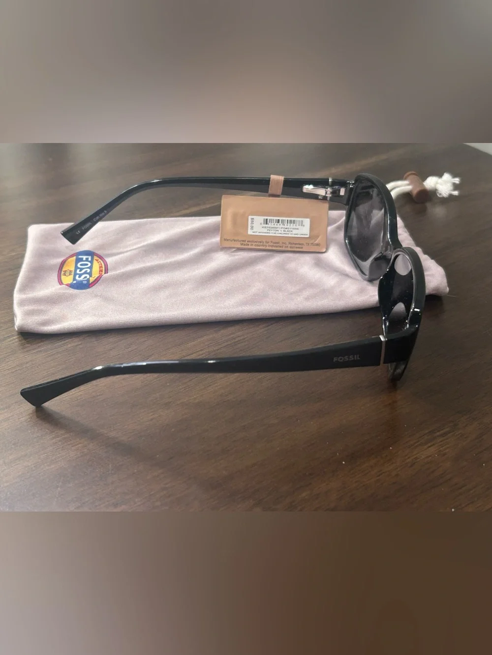 Vintage Fossil women’s Peyton Black Rectangle Sunglasses NEW WITH TAGS